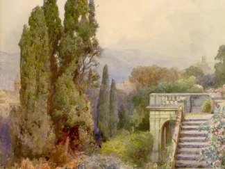 ETTORE ROESLER-FRANZ - Terrace of Villa d'Este, Tivoli, 1845