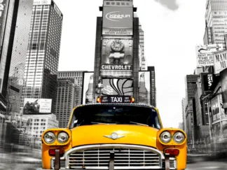 JULIAN LAUREN - Vintage Taxi in Times Square, NYC (detail)
