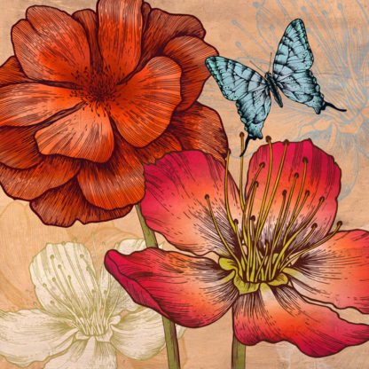 EVE C. GRANT - Flowers and Butterflies (detail)