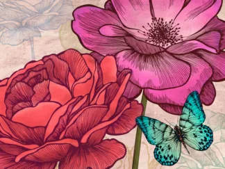 EVE C. GRANT - Roses and Butterflies (detail)