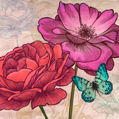EVE C. GRANT - Roses and Butterflies (detail)