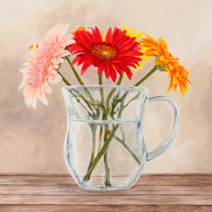 REMY DELLAL - Fleurs et Vases Jaune I