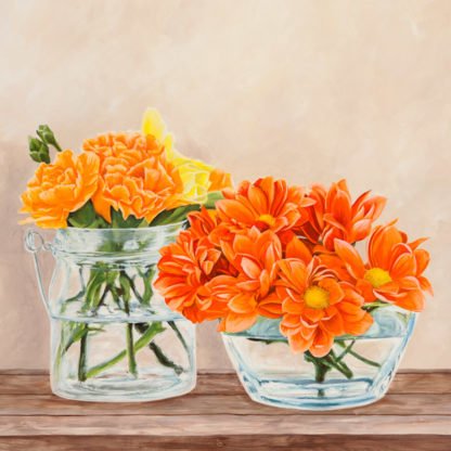 REMY DELLAL - Fleurs et Vases Jaune II