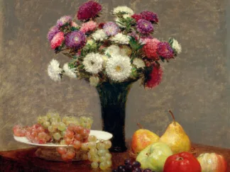 HENRI FANTIN-LATOUR - Asters and Fruit on a Table