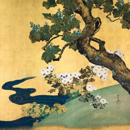 HOITSU SAKAI - Paulownias and Chrysanthemums