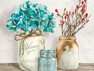 JENNY THOMLINSON - Floral Composition with Mason Jars I