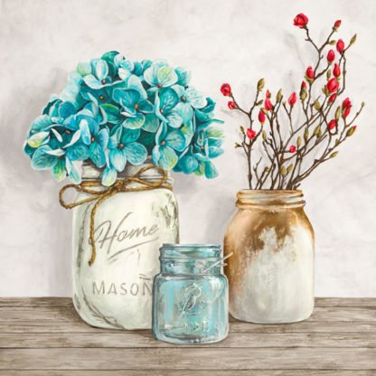 JENNY THOMLINSON - Floral Composition with Mason Jars I