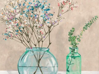 JENNY THOMLINSON - Floral Setting with Glass Vases I