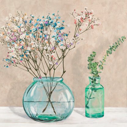 JENNY THOMLINSON - Floral Setting with Glass Vases I