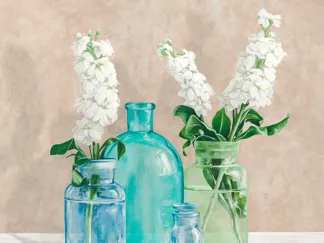 JENNY THOMLINSON - Floral Setting with Glass Vases II