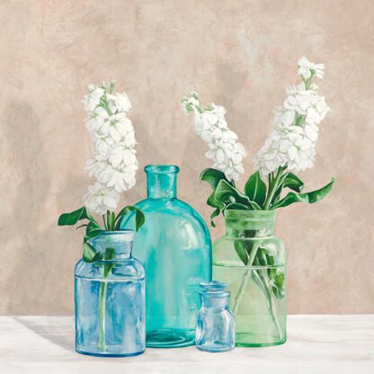 JENNY THOMLINSON - Floral Setting with Glass Vases II