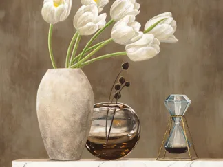 JENNY THOMLINSON - Floral Setting on White Marble I