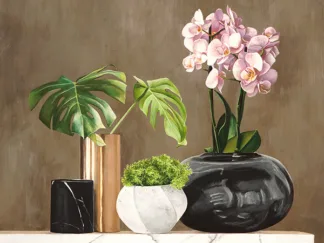 JENNY THOMLINSON - Floral Setting on White Marble II
