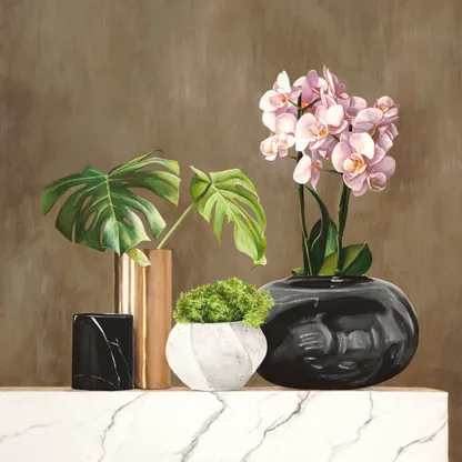 JENNY THOMLINSON - Floral Setting on White Marble II