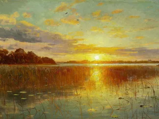 PEDER MORK MONSTED - Sunset over a Danish Fiord