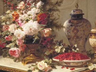 JEAN-BAPTISTE ROBIE - Floral Composition on a Table (detail)