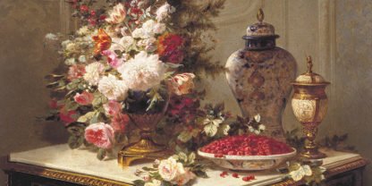 JEAN-BAPTISTE ROBIE - Floral Composition on a Table (detail)
