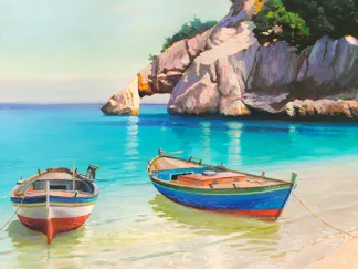 ADRIANO GALASSO - Barche nella Caletta, Sardegna (detail)
