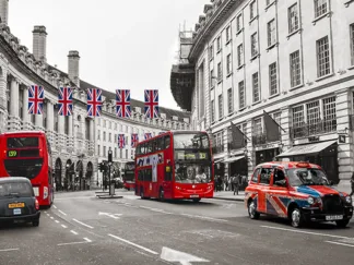 PANGEA IMAGES - Buses and Taxis in Oxford Street, London