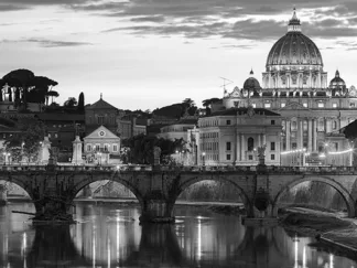 ANONYMOUS - Night View at St. Peter's Cathedral, Rome
