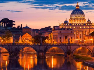 ANONYMOUS - Night View at St. Peter's Cathedral, Rome