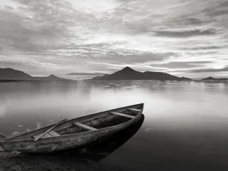 PANGEA IMAGES - Sunset on a Lake, Scotland (B&W)