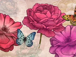 EVE C. GRANT - Roses and Butterfly (neutral)