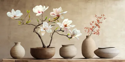 REMY DELLAL - Vases and Magnolia Branch