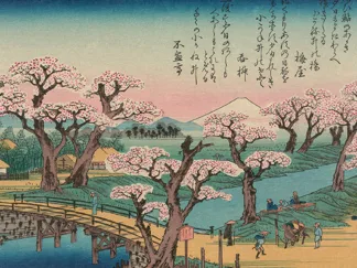 ANDO HIROSHIGE - Evening Glow at Koganei Bridge, 1838 (detail)
