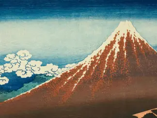 KATSUSHIKA HOKUSAI - Shower Below the Summit (detail)