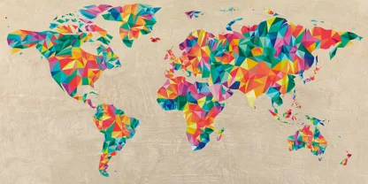 JOANNOO - Multicolor World Map (neutral)
