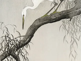 OHARA KOSON - One Heron on Tree Branch