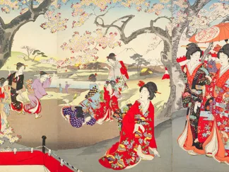 YOSHU (HASHIMOTO) CHIKANOBU - A Hanami at the Edo Castle