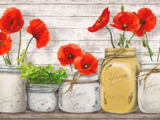 JENNY THOMLINSON - Poppies in Mason Jars