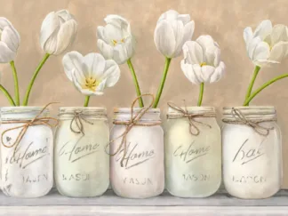 JENNY THOMLINSON - White Tulips in Mason Jars