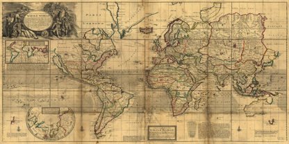 HERMAN MOLL - A New & Correct Map of the Whole World, 1719