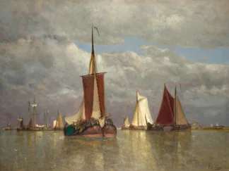 PAUL JEAN CLAYS - Ships Lying near Dordrecht