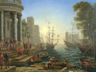 CLAUDE GELLÉE - Seaport with the embarkation of Saint Ursula