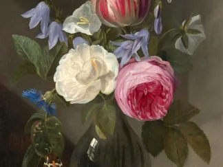JAN PHILIPS VAN THIELEN - Roses and a Tulip in a Glass Vase