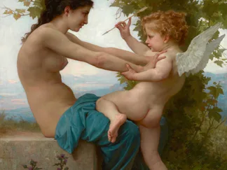 WILLIAM ADOLPHE BOUGUEREAU - A Young Girl defending Herself Against Eros