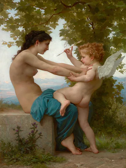 WILLIAM ADOLPHE BOUGUEREAU - A Young Girl defending Herself Against Eros