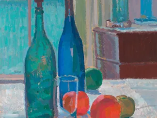 SPENCER FREDERICK GORE - Blue and Green Bottles and Oranges