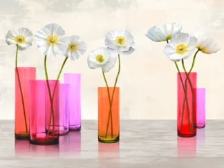 CYNTHIA ANN - Poppies in Crystal Vases (Purple Palette)