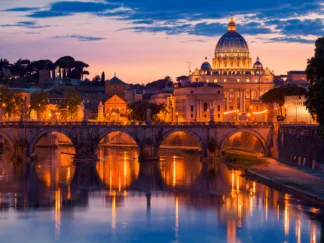 ANONYMOUS - Night View at St. Peter's Cathedral, Rome