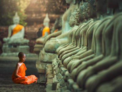 PANGEA IMAGES - Young Buddhist Monk Praying, Thailand