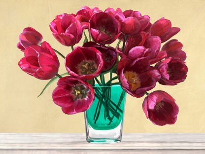 ANDREA ANTINORI - Red Tulips in a Glass Vase