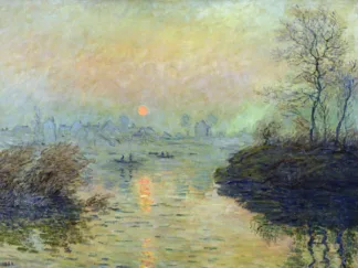 CLAUDE MONET - Sun Setting over the Seine at Lavacourt