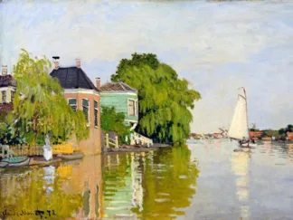 CLAUDE MONET - Houses on the Achterzaan (detail)