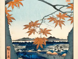 ANDO HIROSHIGE - Mapple Trees at Mama Tekona Shrine