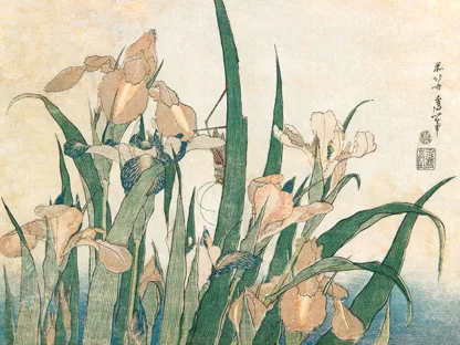KATSUSHIKA HOKUSAI - Irises and Grasshopper, 1833-1834